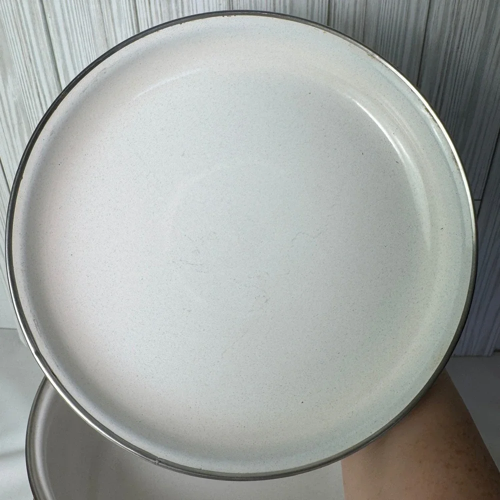Vintage 70's Harvest Blossom Porcelain Enamel Cookware Stock Pot RETRO‎